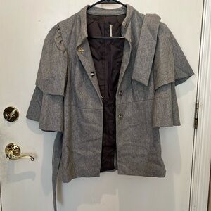 Loeffler Randall Ruffled Sleeve belted wool jacket